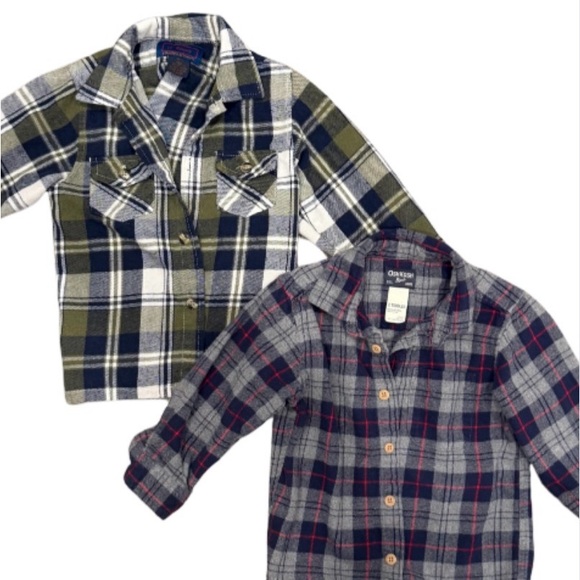 OshKosh B'gosh Other - OshKosh B'gosh Plaid Button Down Shirts - Green and Blue